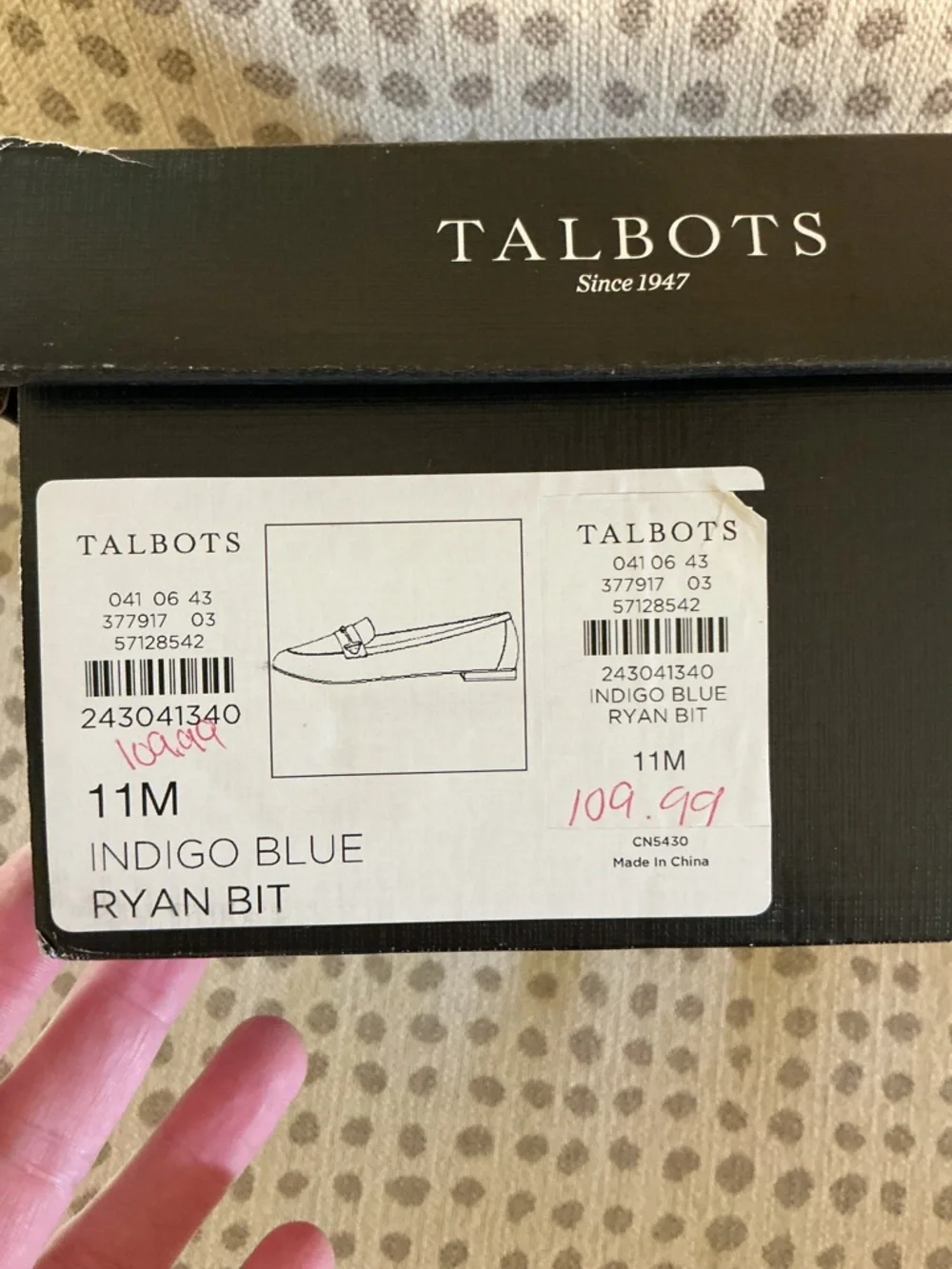 NWTbTalbots Navy Leather Loafers with Gold Bit Detail